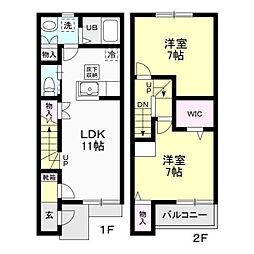 サザンクロス・阿見3 2LDKの間取図画像
