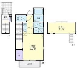 カーサアリエッタ 1Kの間取図画像