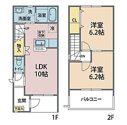 プリーメルB 2LDKの間取図画像