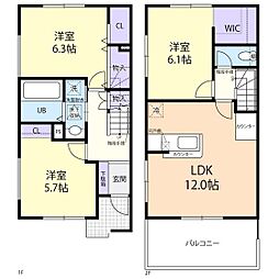 エバーキャッスルB 3LDKの間取図画像