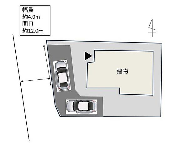 【区画図】駐車場の拡張を行い、駐車2台可能となっております。