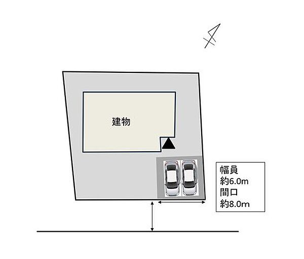 【区画図】駐車場の拡張を行い、駐車2台可能となっております。