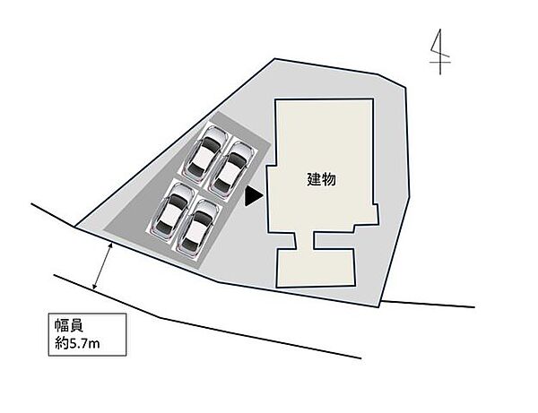 【区画図】駐車場の拡張を行い、駐車4台可能となっております。