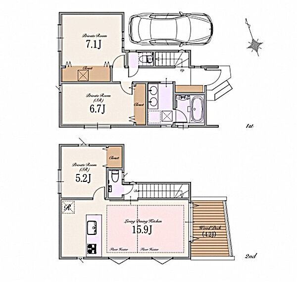 建物参考プラン。建物参考価格 2700万円、建物面積 84m2。