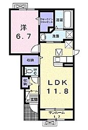 レガリアI 1階1LDKの間取り