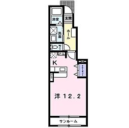 ホ−プ　プレイス 1階ワンルームの間取り