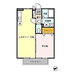 サニーコート杉本　Ｃ 2階1LDKの間取り