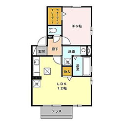 Albax　B 1階1LDKの間取り