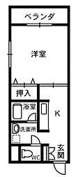 ビレッジ・ウエストヒル 1DKの間取図画像