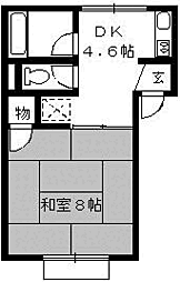 コーポラス北野 1DKの間取図画像