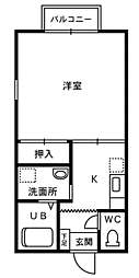 ロイヤル櫛林2 1Kの間取図画像