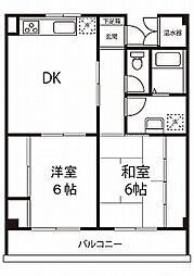 サンシャインビラII 4階2DKの間取り