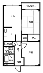 グレース敦賀 2DKの間取図画像