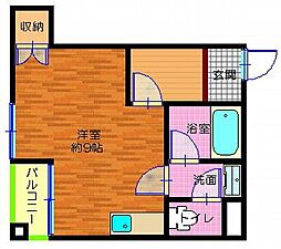 リリーフ神楽 3階ワンルームの間取り