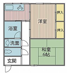 元町マンション 402 3階2Kの間取り