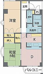 樋の水マンション 410 2階2LDKの間取り