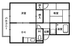 ロイヤル櫛林1 2DKの間取図画像