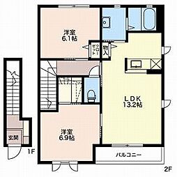 ラメール59 2階2LDKの間取り