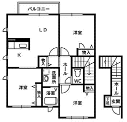 シャーメゾン双葉 3LDKの間取図画像