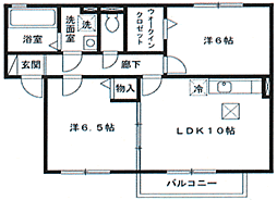 グローリータウン和久野 2LDKの間取図画像