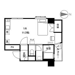グランディオーゼナガノ ワンルームの間取図画像