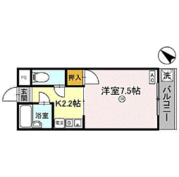 リバーハイツ豊岡 1Kの間取図画像