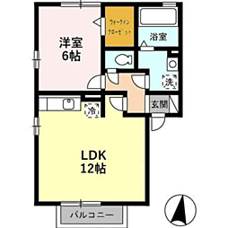 プランドール・陽明 2階1LDKの間取り