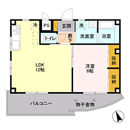 Casa-N（カーサN）　2号棟 211 1階1LDKの間取り