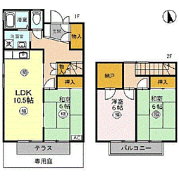 豊岡タウンハウス　D棟 105 1階4DKの間取り