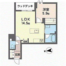 ヴェスプッチ（VESPUCCI） 1階1LDKの間取り
