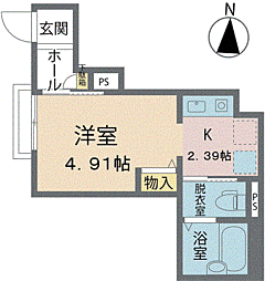 アヴニール 1Kの間取図画像