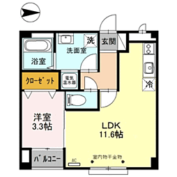 JEWEL 3階1LDKの間取り