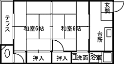 みゆきハウス 2階2Kの間取り