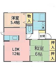 高木一番館F 2LDKの間取図画像