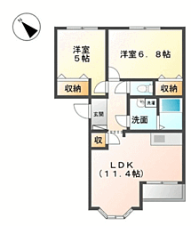 アリスタウン 1階2LDKの間取り