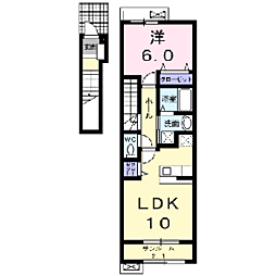 オーブ幸2 1LDKの間取図画像