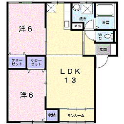 アマリュ−ジュＦ・Ｂ 1階2LDKの間取り