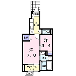 フランセス高柳　II 1階2Kの間取り