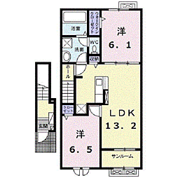 兆　II 2階2LDKの間取り