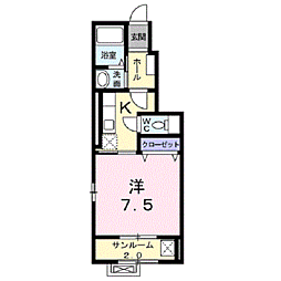 ノーブル　ウィング 1階1Kの間取り