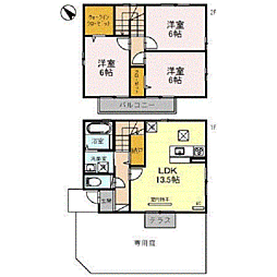 馬垣町I貸家　A棟 1 1階3LDKの間取り