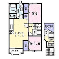 イ−スト　ヴィラ 2階2LDKの間取り