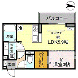 KOHRYU 203 2階1LDKの間取り