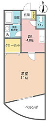 メゾン・ド・オブジェ 1DKの間取図画像