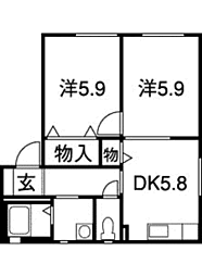 高木一番館G 2DKの間取図画像