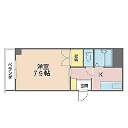 アップルコート 1Kの間取図画像