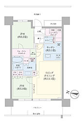 URAWA THE TOWER 2LDKの間取図画像