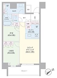 ザ・タワー横浜北仲 2LDKの間取図画像