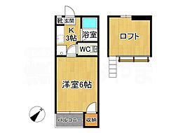 サンラーク三条B 1階1Kの間取り