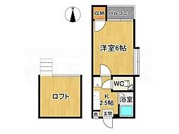 コスモアーバン 1階1Kの間取り